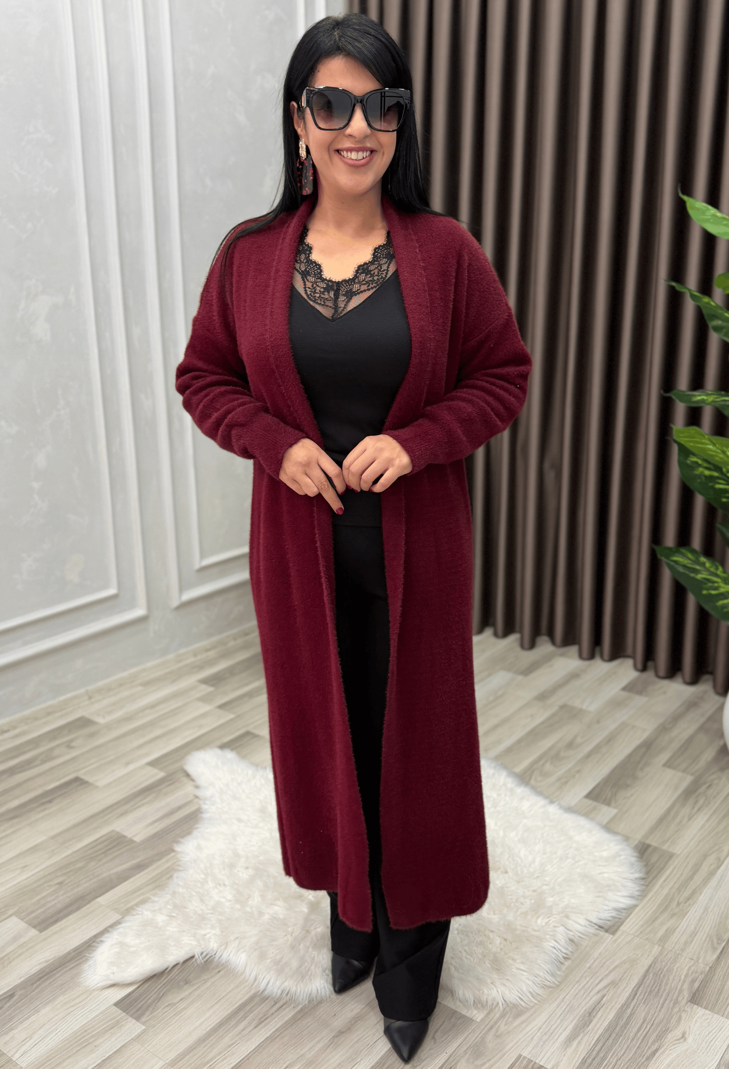 Maison Angora Hırka Bordo