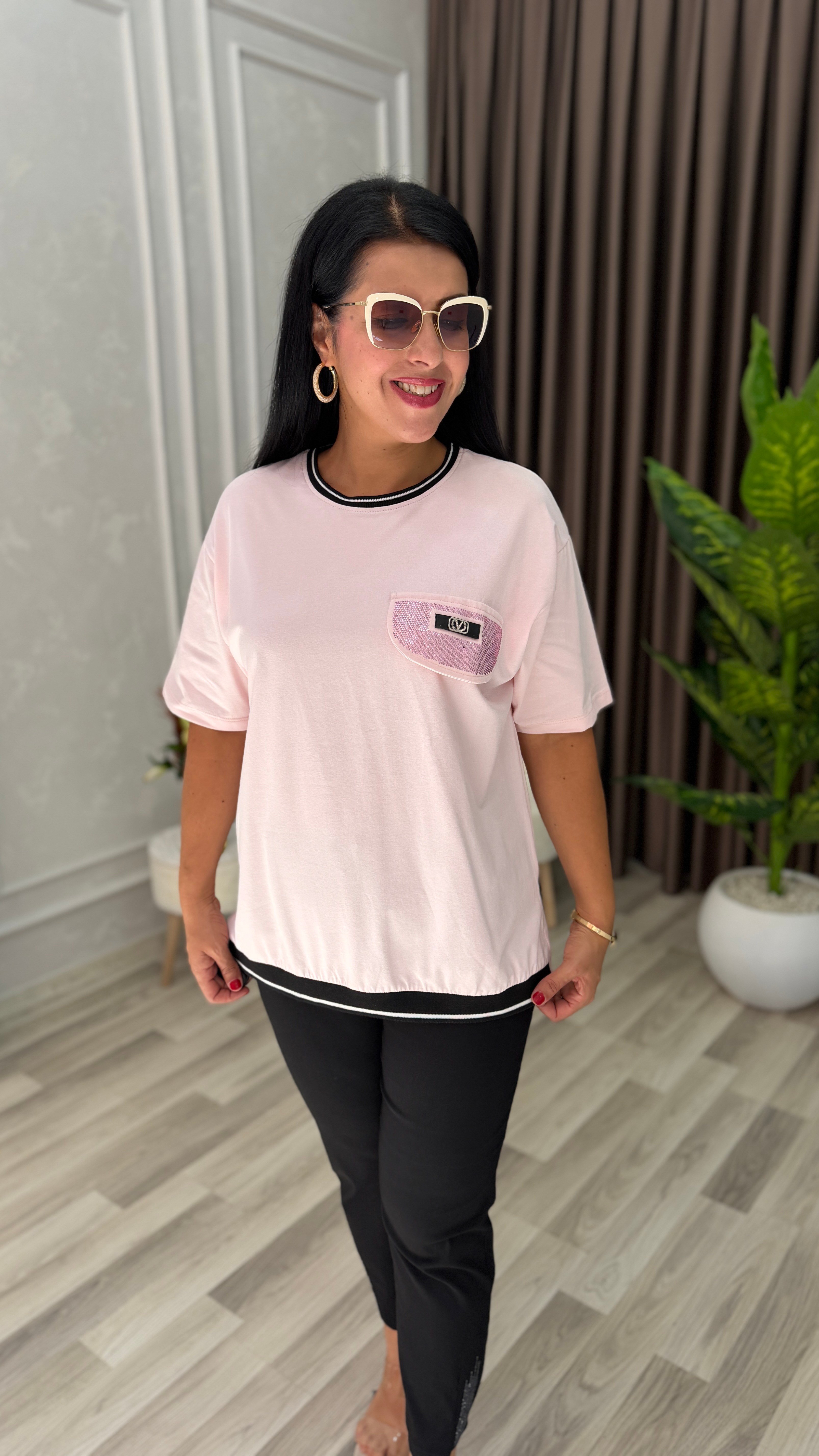 SOFT SHINE TSHIRT / BLUZ TOZ PEMBE
