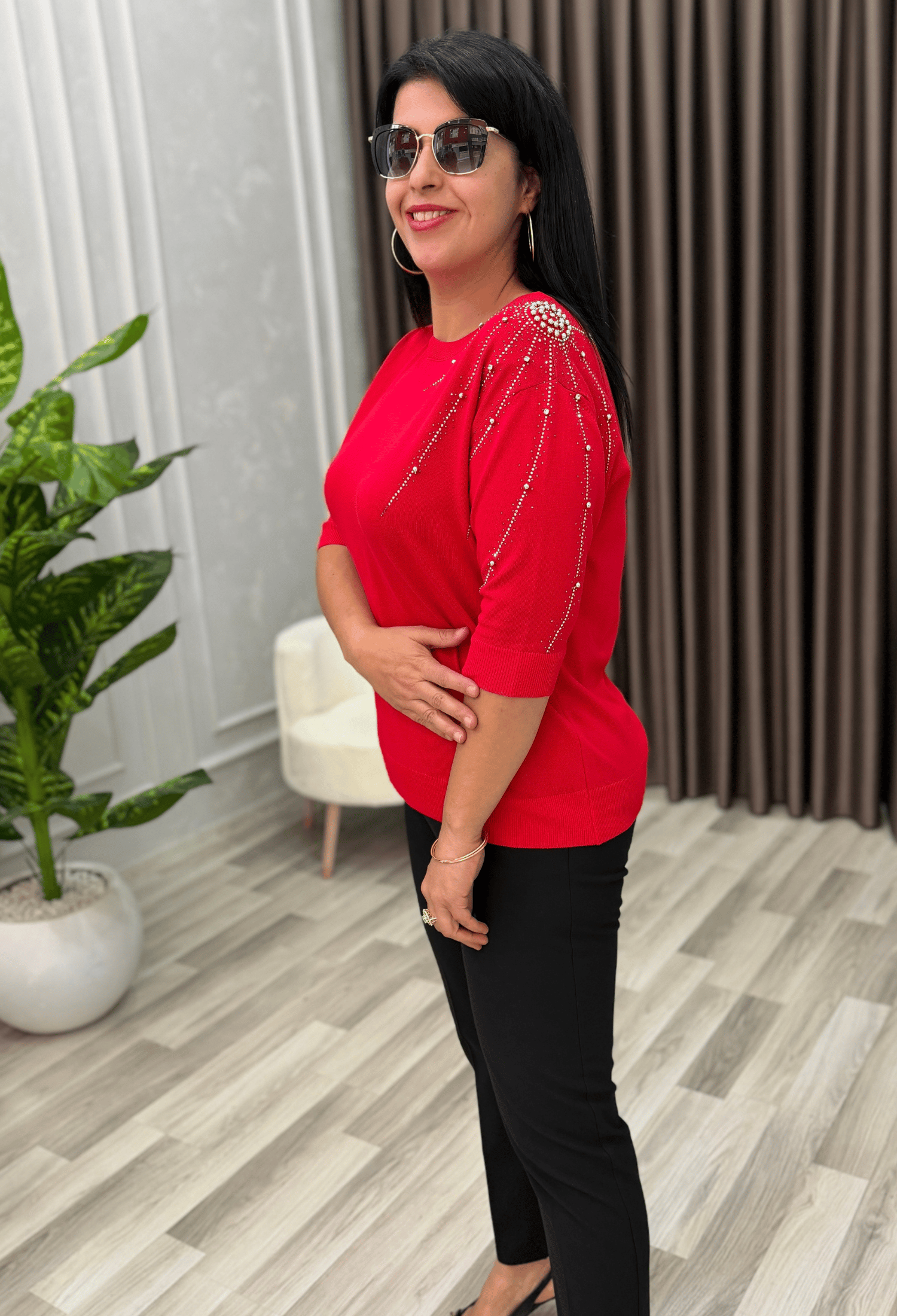 VALORA İTHAL İPLİK TASARIM TRİKO KIRMIZI