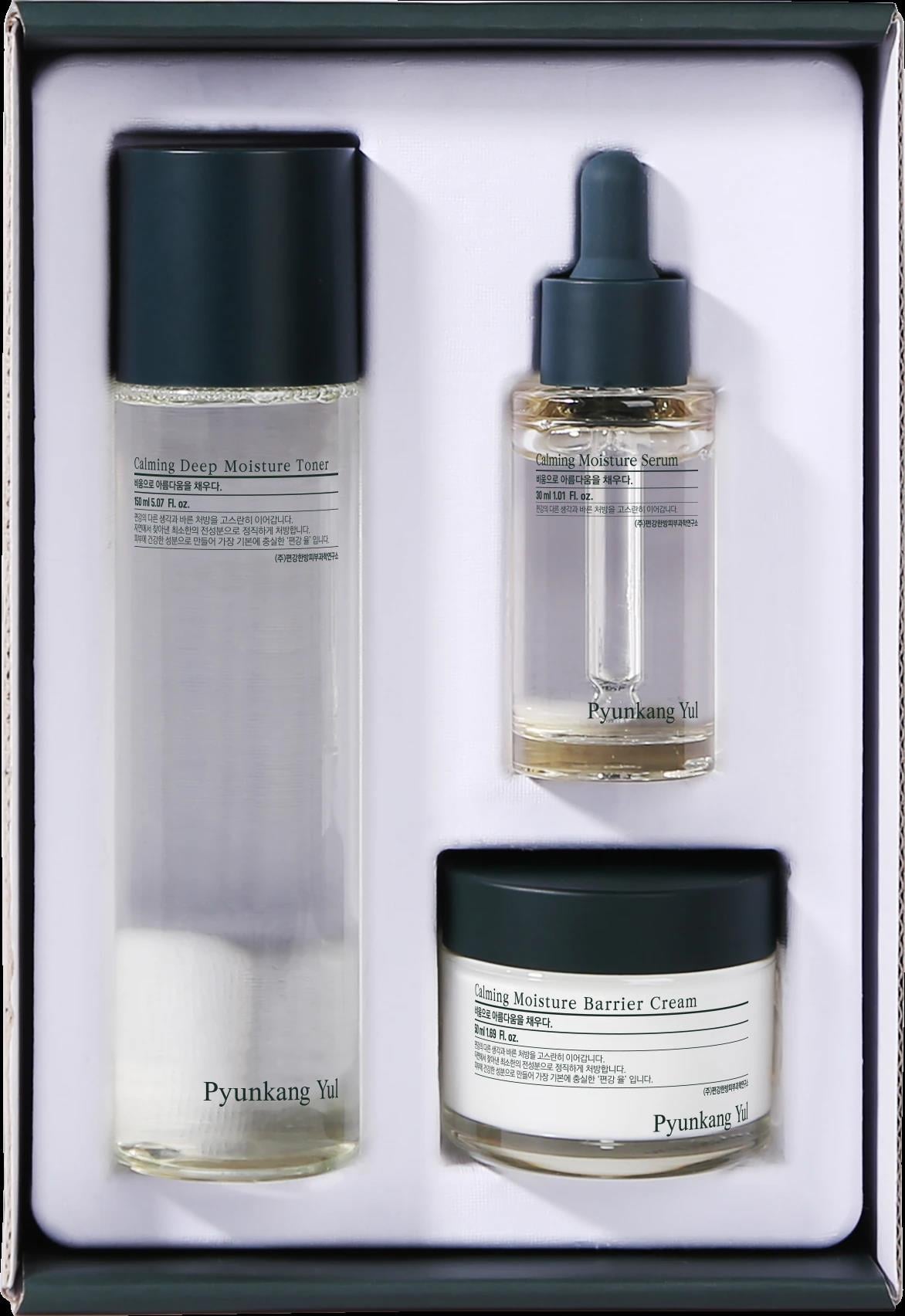 Pyunkang Yul Calming Line Gift Set w/bag (Calming Deep Moisture Toner 150ml+Calming Moisture Serum 30ml + Calming Moisture Barrier Cream 50ml) - Yatıştırıcı Cilt Bakım Serisi Hediye Seti