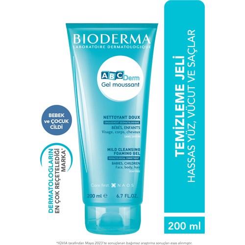 ABCDerm Bebek ve Çocuk Yüz, Saç, Vücut Şampuanı Normal ve Kuru Ciltler, Dermatolojik Tuzsuz 200 ml