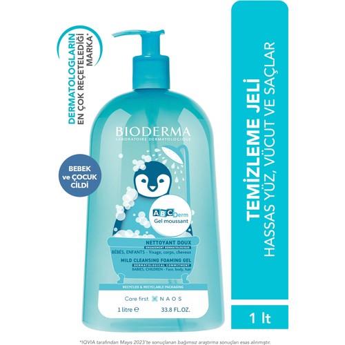 ABCDerm Bebek ve Çocuk Yüz, Saç, Vücut Şampuanı 1 Lt Normal ve Kuru Ciltler, Dermatolojik Tuzsuz