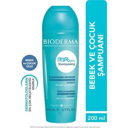 ABCDerm Gentle Shampoo Bebek ve Çocuklar için Tuzsuz ve Sülfatsız Şampuan 200 ml