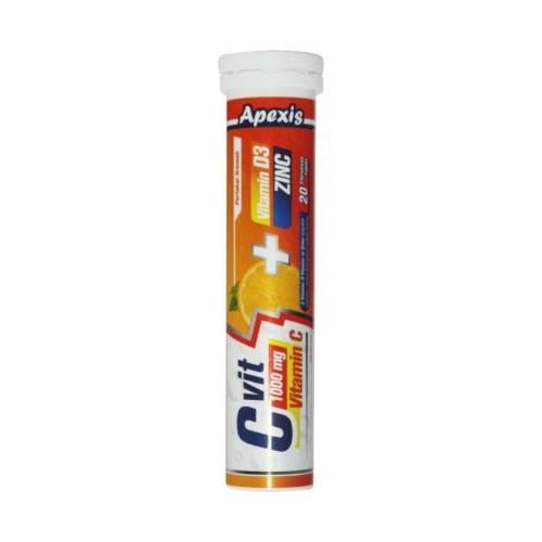Apexis Vit C 1000 mg + Vit D3 + Zinc 20 Efervesan Tablet
