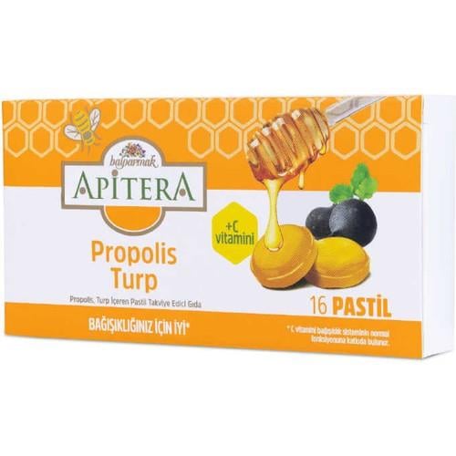 Apitera Doğal Bal, Turp, Kurkumin, C Vitamini ve Propolis Içeren Takviye Edici 16’lı Boğaz Pastili