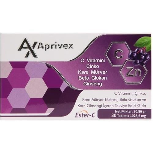 Aprivex C Vitamini Çinko Kara Mürver Beta Glukan Ginseng 30 Tablet