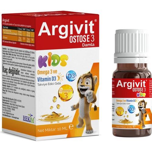 Argivit Ostosse3 Kids Omega 3 ve Vitamin D3 Içeren Takviye Edici Gıda 10 ml