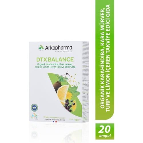 Arkopharma Dtx Balance - Karahindiba Kökü, Kara Mürver Suyu, Turp Suyu, Limon Suyu Içeren Takviye Edici Gıda - 20 Ampül