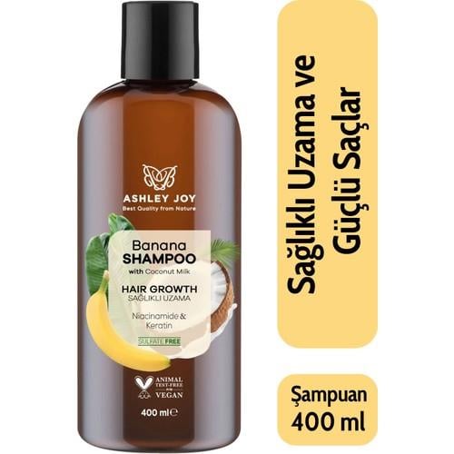 Ashley Joy Yavaş Uzayan Saçlara Özel Niacinamide Ve Vegan Keratin Içeren Banana Şampuan 400 ml