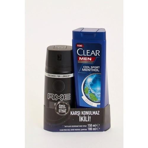 Axe Erkek Deodorant Sprey Black 150 ML + Clear Cool Sport Menthol Şampuan 180 ML