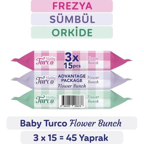Baby Turco Flower Bunch Cep Mendili 3X15 (45 Yaprak)
