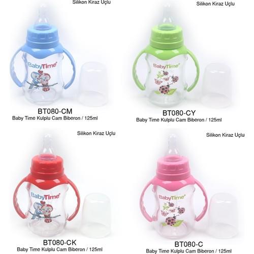 BabyTime Kulplu Cam Biberon (Silikon Kiraz Uçlu) 125 cc