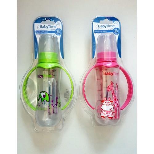 Babytime Silikon Kiraz Uçlu Kulplu Biberon 250ml - Mavi
