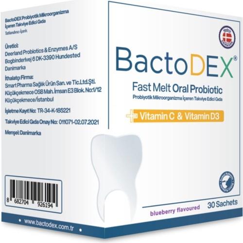 BactoDEX Oral Probiyotik 1 Milyar Suş Vitamin C ve Vitamin D3 Blueberry 30 Saşe