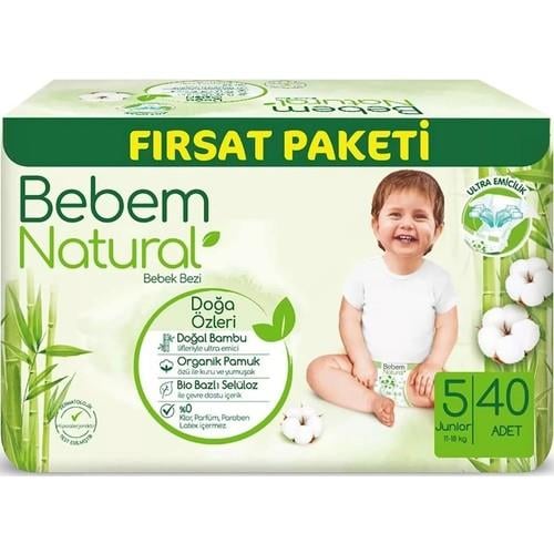 Bebem Natural Bebek Bezi Fırsat Paketi 5 Beden 11-18 kg 40 Adet
