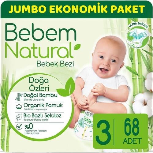 Bebem Natural Midi 3 Beden 4-9 kg 68'li