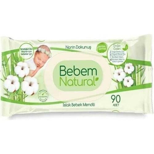 Bebem Natural Parfümsüz Islak Bebek Mendili 90 Adet Hassas Ciltler İçin Günlük Kullanım