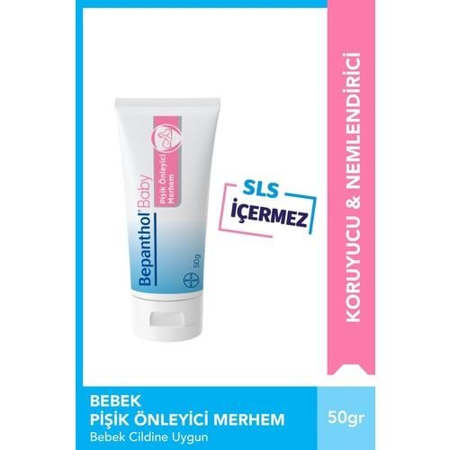 Bepanthol Baby Pişik Önleyici Krem 50 gr Hassas Ciltlere SLS Parfüm Paraben İçermeyen Nefes Alan Formül