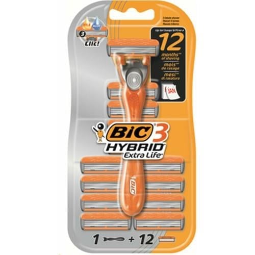 Bic 3 Hybrid Extra Life Tıraş Bıçağı + Yedek Başlık 12'li