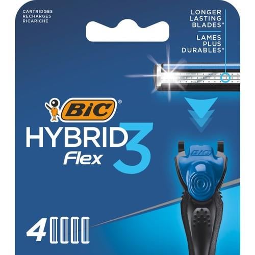 Bic Hybrid 3 Flex Erkek Tıraş Bıçağı Yedek Kartuş 4'lü 3 Titanyum Bıçak Aloe Vera ve E Vitaminli Konforlu Tıraş