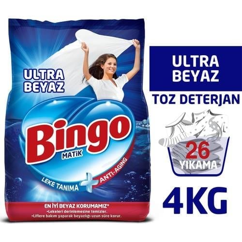 Bingo Ultra Beyaz Toz Çamaşır Deterjanı 4 Kg