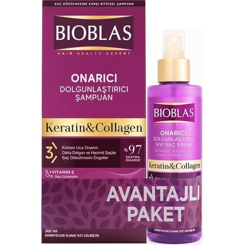 Bioblas Collagen ve Keratin Şampuan 360 ml + Sıvı Saç Kremi 200 ml