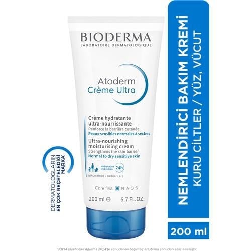 Bioderma Atoderm Cream Ultra Normal ve Kuru Ciltler için Nemlendirici Yüz ve Vücut Bakım Kremi 200 ml