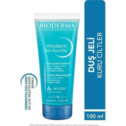 Bioderma Atoderm Shower Gel Aile Boyu Kuru Ciltler İçin Nemlendirici Duş Jeli Bebek Çocuk Yetişkin 100 ml