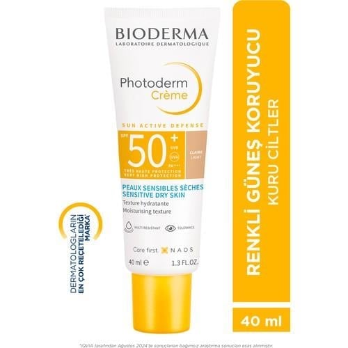 Bioderma Photoderm SPF50+ Suya Dayanıklı Yüksek Koruma Kremi - Kuru ve Çok Kuru Ciltler İçin Renkli Güneş Kremi 40ml