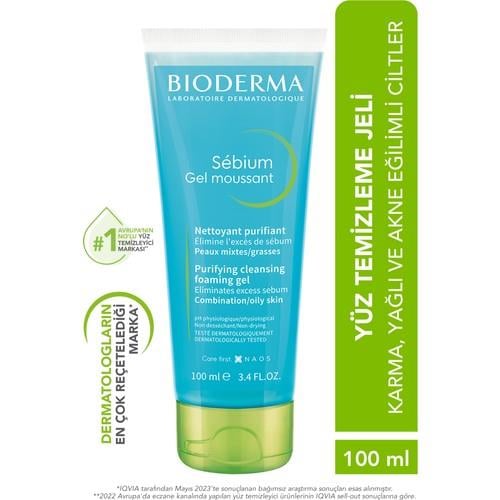 Bioderma Sebium Çinko İçerikli Arındırıcı Yüz Temizleme Jeli 100 ml – Karma ve Yağlı Ciltler için Akne ve Siyah Nokta Karşıtı