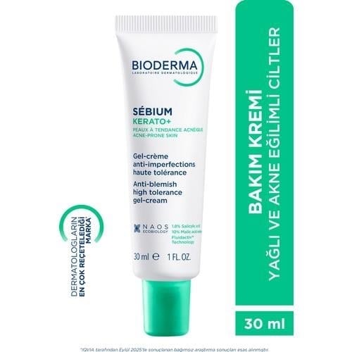 Bioderma Sebium Kerato+ Sivilce, Akne Lekesi Karşıtı AHA, BHA, Salisilik Asit İçeren Bakım Kremi 30 ml