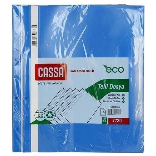 Cassa Plastik Telli Dosya Mavi 50'li Paket 5 Adet