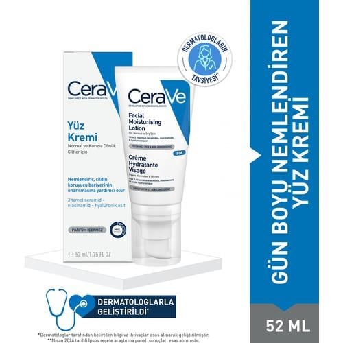 Cerave Nemlendirici Yüz Kremi Kuru Cilter için Hyalüronik Asit İçerikli  52 ml