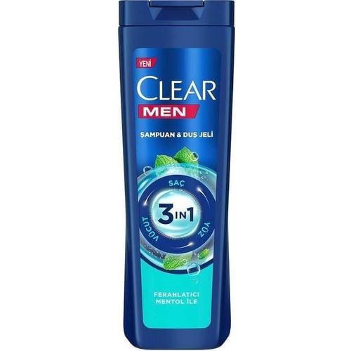 Çeşitli Clear Men 3 In 1 Şampuan & Duş Jeli Ferahlatıcı Mentol Etkisi 350 ml