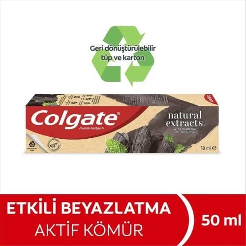 Colgate Naturel Diş Macunu Aktif Kömür ile Etkili Beyazlatma 50 ml Doğal Aroma