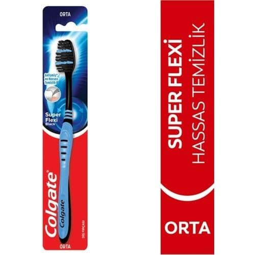 Colgate Super Flexi Diş Fırçası Orta Sertlikte Esnek Başlı Siyah Renk Tekli Kullanım İçin
