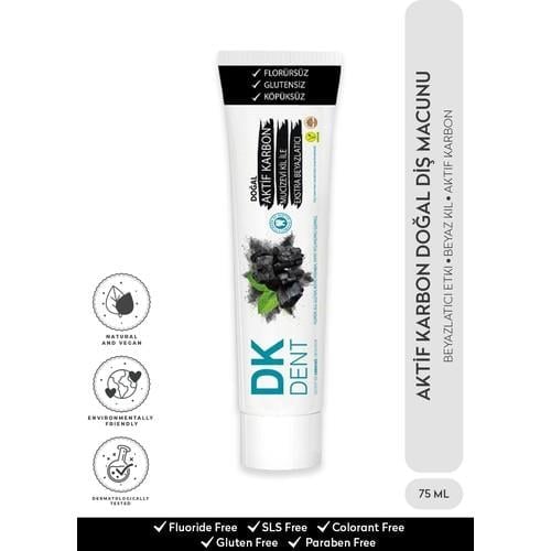 Dermokil DKDENT Aktif Karbonlu Diş Macunu Nane Aromalı Glütensiz 75 ml