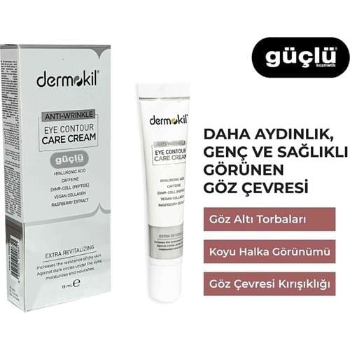 Dermokil Kırışık Karşıtı Göz Çevresi Bakım Kremi Hyaluronik Asit ve Kafein İçerikli 15 ml