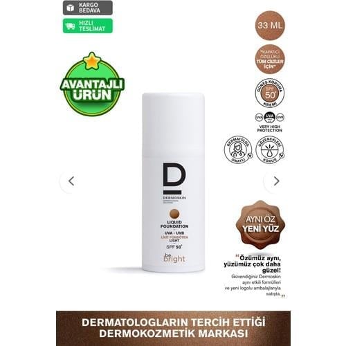 Dermoskin Be Bright Likit Fondöten SPF50+ Tüm Cilt Tipleri İçin 33 ml Yoğun Kapatıcı