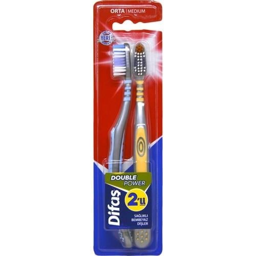 Difaş Orta Sert Double Power Diş Fırçası 2'li