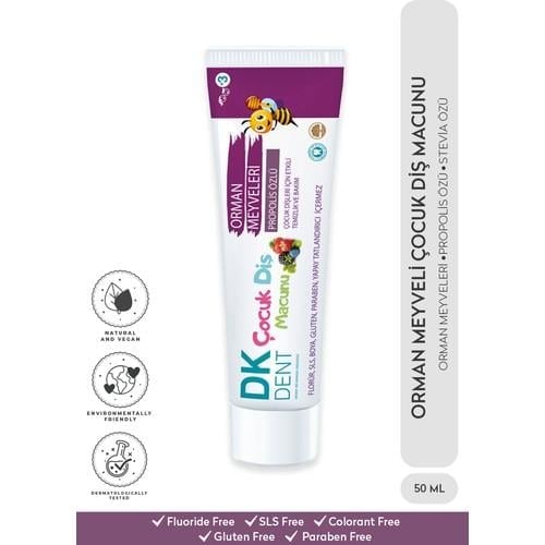 DKDENT Orman Meyveli Çocuk Diş Macunu Glütensiz 50 ml Çocuklar İçin Sağlıklı Seçim