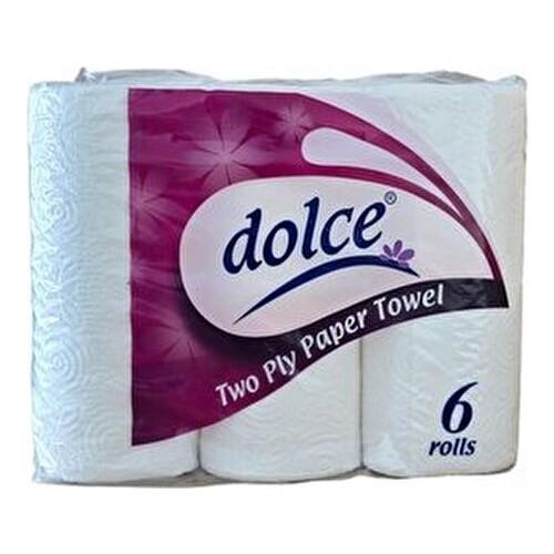 Dolce Kağıt Havlu 6 Rulo Kokusuz 2 Katlı Ultra Emici Mutfak ve Temizlik Kullanımı