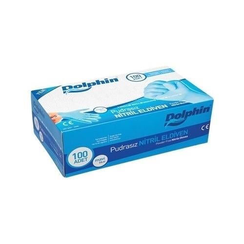 Dolphin Nitril Eldiven Pudrasız Large Mavi