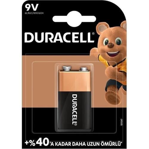 Duracell Alkalin 9 Volt Pil 6LR61/MN1604