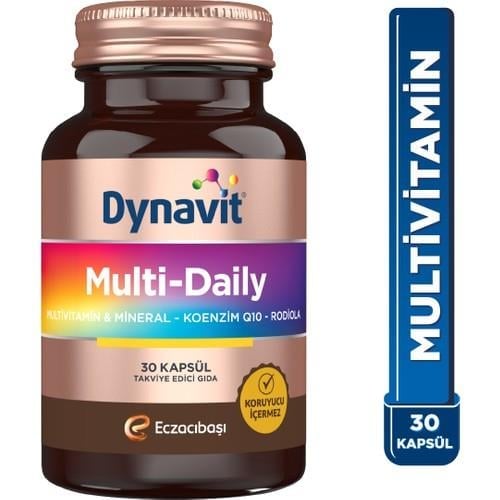 Dynavit MultiDaily 30 Kapsül - Multivitamin&Enerji - 13 Vitamin, 7 Mineral, Koenzim Q10, Rhodiola Ekstresi (Multi-Daily)