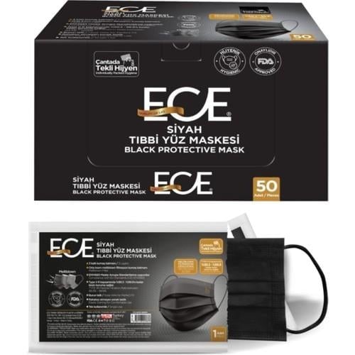 ECE Full Ultrasonik Meltblownlu Siyah Maske 50 Adet