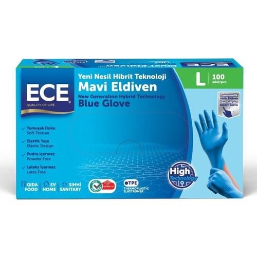 Ece Mavi Yeni Nesil Hibrit Teknoloji Eldiven L Beden 100' Lü