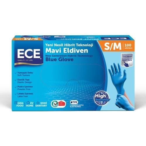 Ece Yeni Nesil Hibrit Teknoloji Mavi Eldiven 100'LÜ S/m