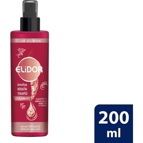Elidor Sıvı Saç Bakım Sütü Brezilya Keratin Terapisi Hidrolize Keratin Marula Yağı E Vitamini 200 ml