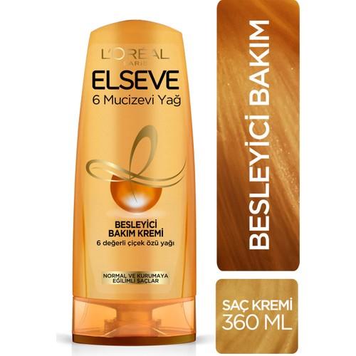 Elseve 6 Mucizevi Yağ Besleyici Bakım Kremi 360 ml Besleyici ve Onarıcı Etki, Kuru ve Yıpranmış Saçlar için Argan Yağı ile Zenginleştirilmiştir
